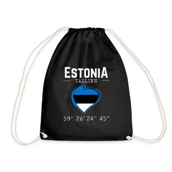 Estonia Souvenir Flag Capital Tallinn - Drawstring Bag - black - Front
