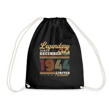 Legendary since December 1944 vintage birthday - Drawstring Bag - black - Front