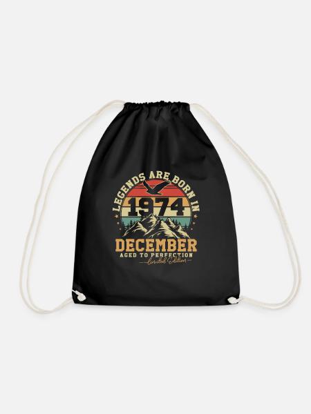 Dezember 1974 Vintage Geburtstag 1974 Geschenk - Turnbeutel - Schwarz