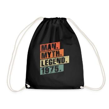 Vintage Born 1975 Man Myth Legend - Drawstring Bag - black - Front