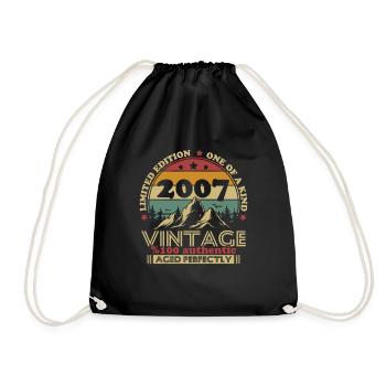Vintage 2007 Vintage Birthday Gift Retro - Drawstring Bag - black - Front