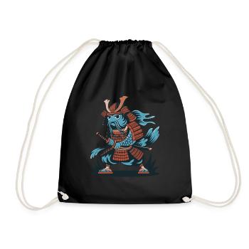Japan Samurai Koi Carp Anime Gift - Drawstring Bag - black - Front