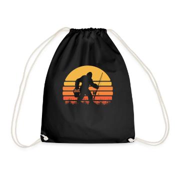 Fisherman Angler Retro Sunset Sasquatch - Drawstring Bag - black - Front