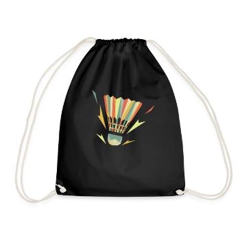 Badminton Retro Federball Spieler - Turnbeutel - Schwarz - Vorne
