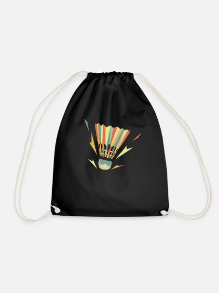 Badminton Retro Federball Spieler - Turnbeutel - Schwarz