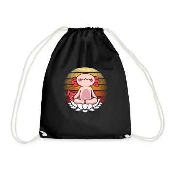 Kawaii Meditation Yoga Axolotl - Turnbeutel - Schwarz - Vorne