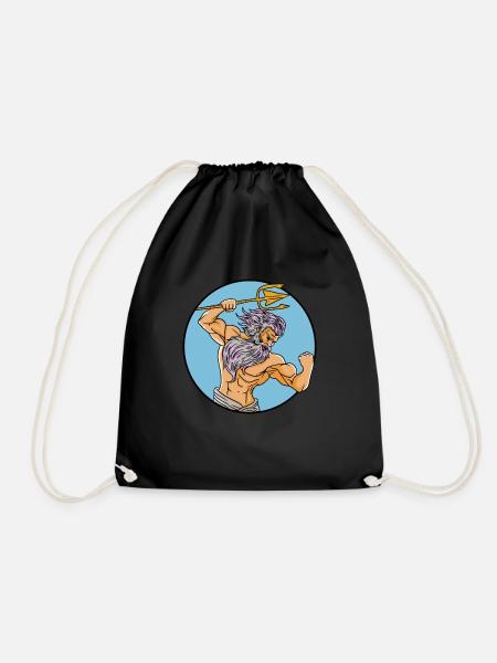 Ancient God Greek Zeus Mythology - Drawstring Bag - black