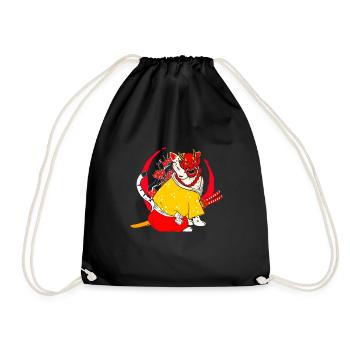 Kanji Japan Katana Oni Ninja Cat Samurai - Turnbeutel - Schwarz - Vorne