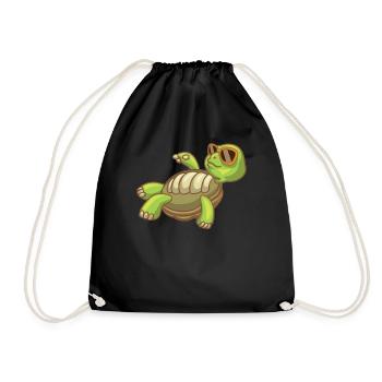 Sea Turtle Ocean Beach Relaxing Turtle - Drawstring Bag - black - Front