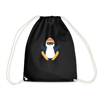 Verschneiter Winter Ski Pinguin Seevogel Pinguin - Turnbeutel - Schwarz - Vorne
