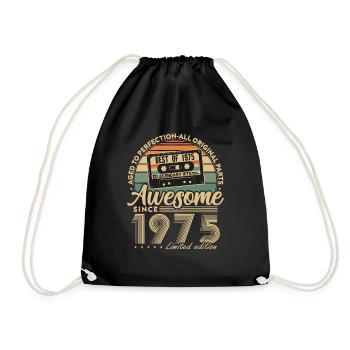 Jahrgang 1975 Geburtstagsgeschenk Geboren 1975 - Turnbeutel - Schwarz - Vorne