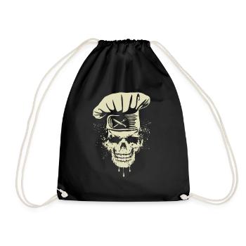 Kochen Skelett Schädel Koch Essen Koch - Turnbeutel - Schwarz - Vorne