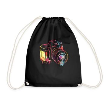 Kamera, Farbe, Spritzer, Bildfotografie, - Turnbeutel - Schwarz - Vorne