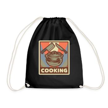Cooking Kitchen Cuisine Dish Food Chef - Drawstring Bag - black - Front