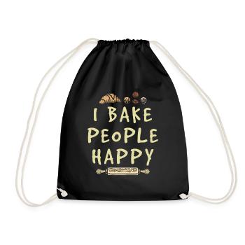 Patissier Baker Bake People Happy Baking - Drawstring Bag - black - Front