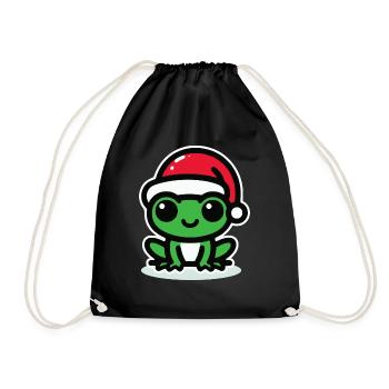 Christmas Frog Frog - Drawstring Bag - black - Front