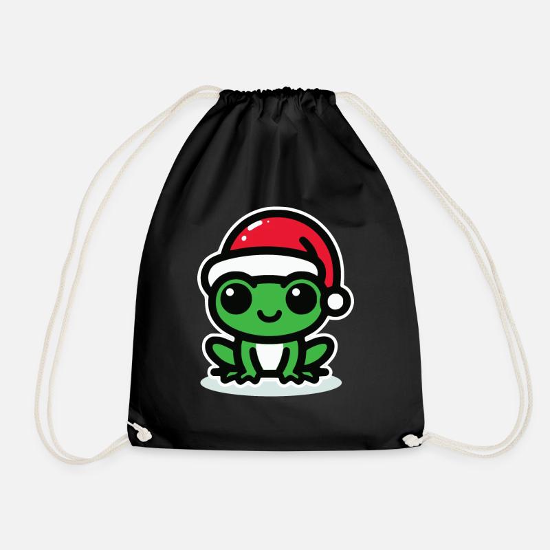 Christmas Frog Frog - Drawstring Bag - black