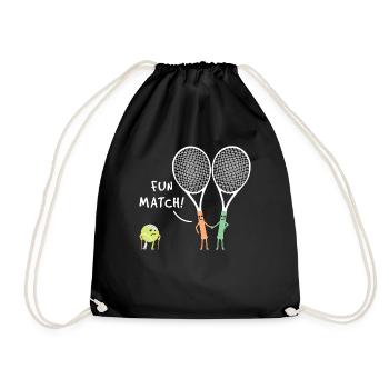 Sport Racket Fun Match Racquet Tennis - Drawstring Bag - black - Front