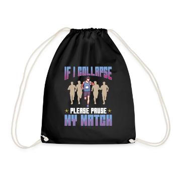 Marathon Collapse Pause My Watch Jogging - Drawstring Bag - black - Front