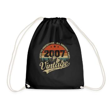 Vintage 2007 Retro Vintage Birthday Gift - Drawstring Bag - black - Front