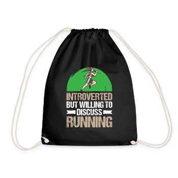 Marathon Willing To Discuss Running - Drawstring Bag - black - Front