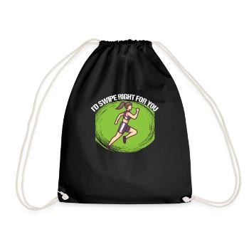Marathon I'd Swipe Right For You Running - Drawstring Bag - black - Front