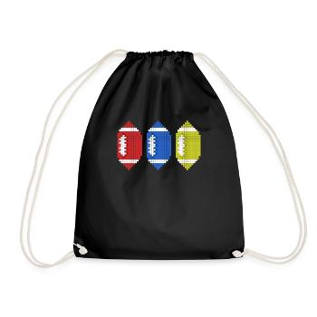Rugby Footballer Pixel Art Football - Drawstring Bag - black - Front