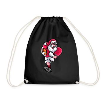 Rugby Fußballer Santa Claus Fußball - Turnbeutel - Schwarz - Vorne