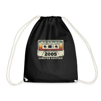 Jahrgang 2005 Retro Vintage Kassette Geburtstag - Turnbeutel - Schwarz - Vorne