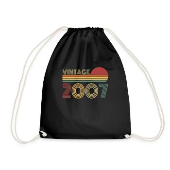 Vintage 2007 Vintage Birthday Retro - Drawstring Bag - black - Front