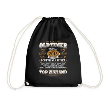 Vintage Car Year 2015 Vintage Birthday Gift - Drawstring Bag - black - Front