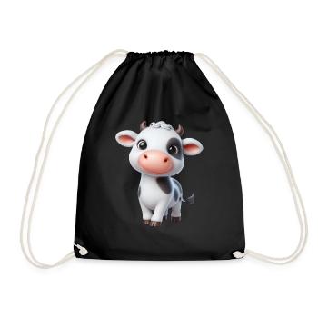 Cow 1 - Drawstring Bag - black - Front