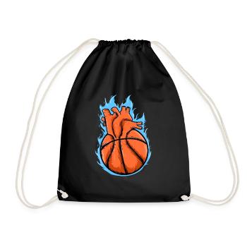 Sports Baller Flaming Heart Basketball - Drawstring Bag - black - Front