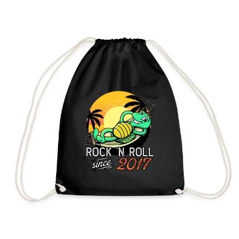 Turtle Rock N Roll Since 2017 Birthday - Drawstring Bag - black - Front