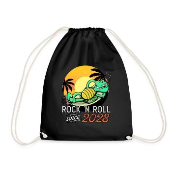 Turtle Rock N Roll seit 2028 Geburtstag - Turnbeutel - Schwarz - Vorne