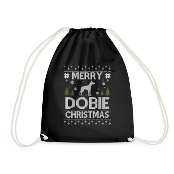 Merry Dobie Christmas Dogs Ugly Christmas Dogs - Drawstring Bag - black - Front