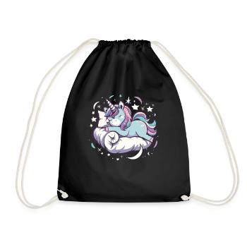 Sleep pajama nightgown unicorn - Drawstring Bag - black - Front