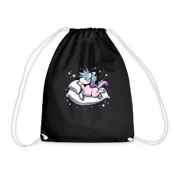 Sleep pajama nightgown unicorn - Drawstring Bag - black - Front