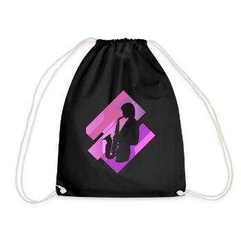 Saxophonist Brass Band Saxophone - Drawstring Bag - black - Front