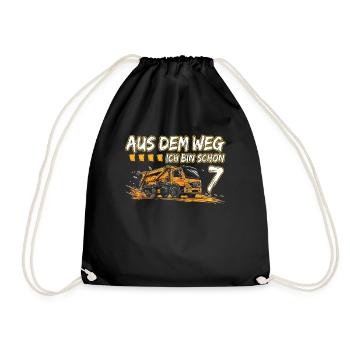 7. Geburtstag sieben Jahre Müllauto - Turnbeutel - Schwarz - Vorne