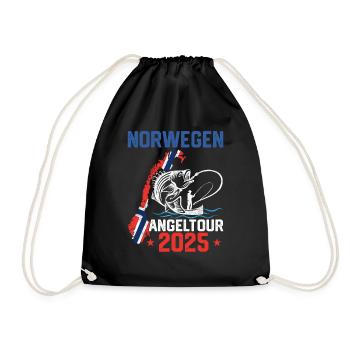 Angeltour Norwegen 2025 Angelurlaub Angeltrip - Turnbeutel - Schwarz - Vorne