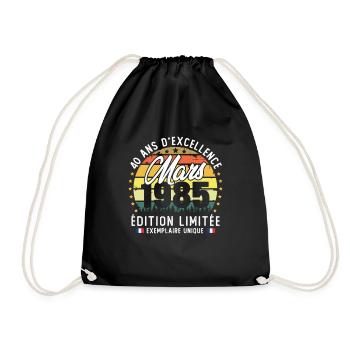 Mars 1985 Vintage Cadeau Anniversaire 40 Ans - Sac de sport léger - noir - Devant