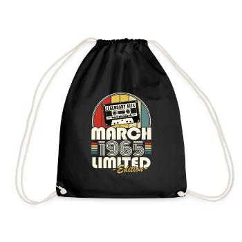Legendary since March 1965 vintage birthday - Drawstring Bag - black - Front