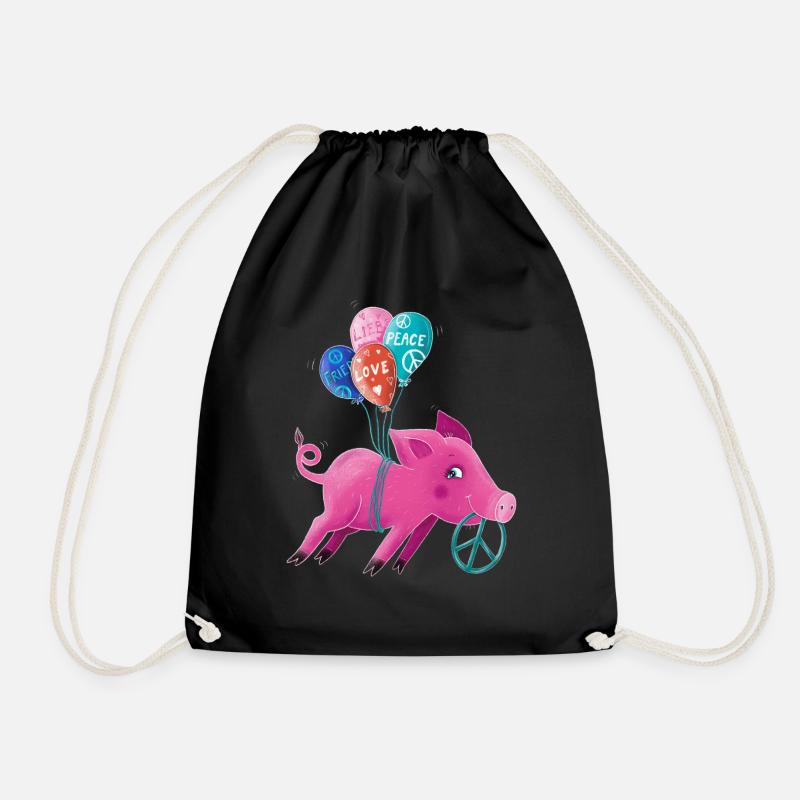 Peace Pig Hildegard - Drawstring Bag - black
