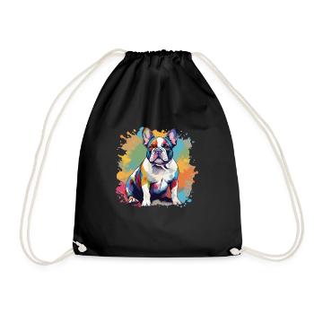 Colorful French Bulldog for Dog Lovers - Drawstring Bag - black - Front
