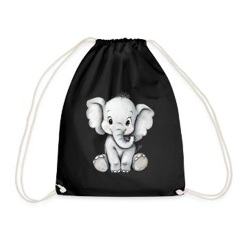 little cute elephant - Drawstring Bag - black - Front