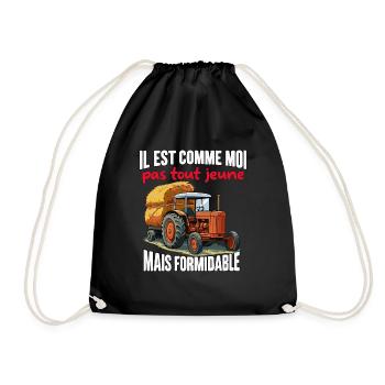 Tracteur papa agriculteur redoutable vieux - Sac de sport léger - noir - Devant