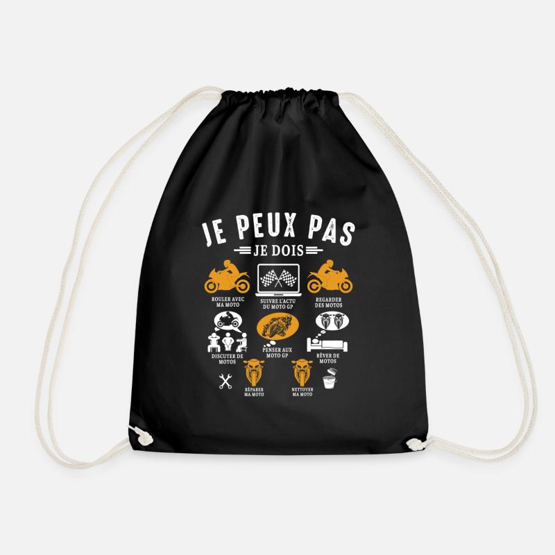 I Can't I Have Motorcycle - Drawstring Bag - black