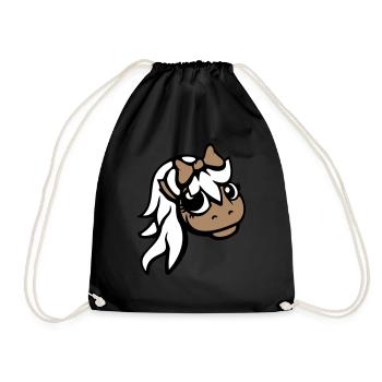 Horse Girl Female Cute Pretty Bow Woman - Drawstring Bag - black - Front