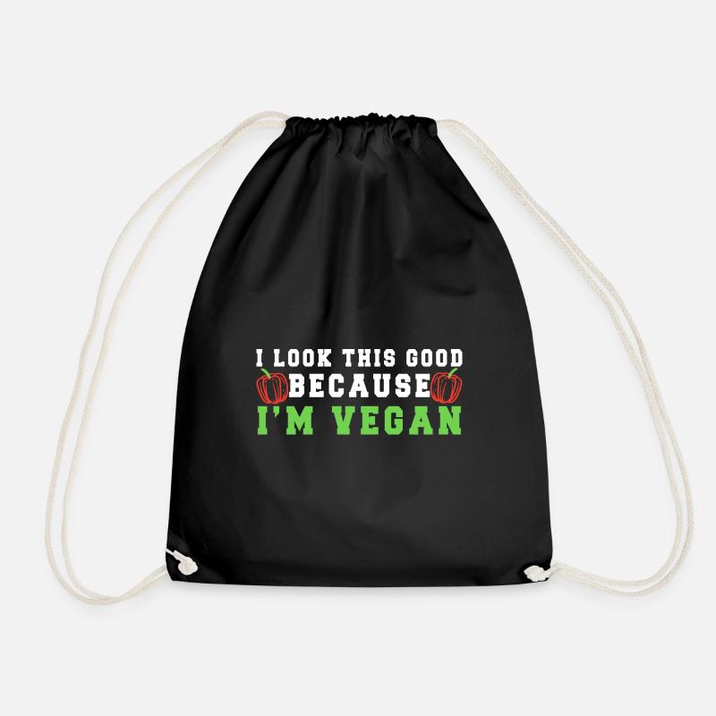Vegan Fleischlos Tierlieb & Veganer - Turnbeutel - Schwarz